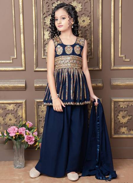 Dark Blue Colour Aaradhna 30 New Latest Wedding Wear Kids Georgette Salwaar Suit Collection 231